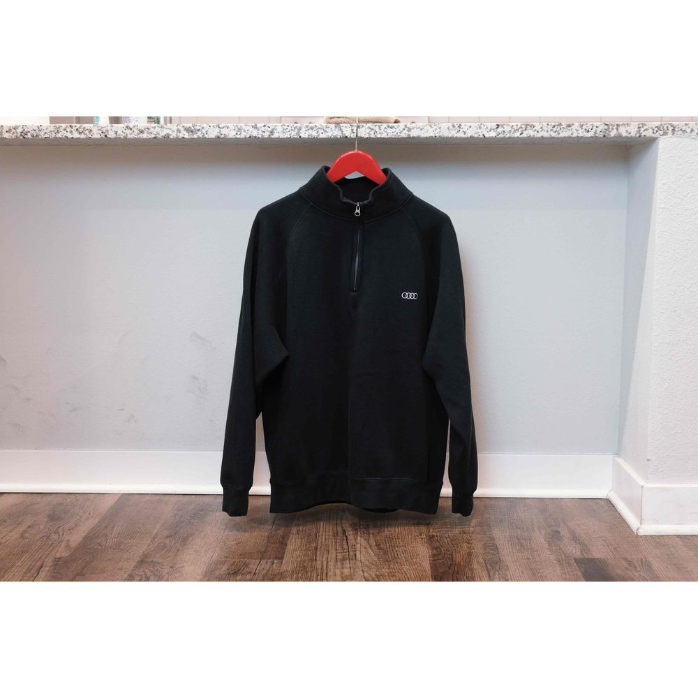 Audi Black 1/4 Zip Long Sleeve Pullover Sweater Men Size Large